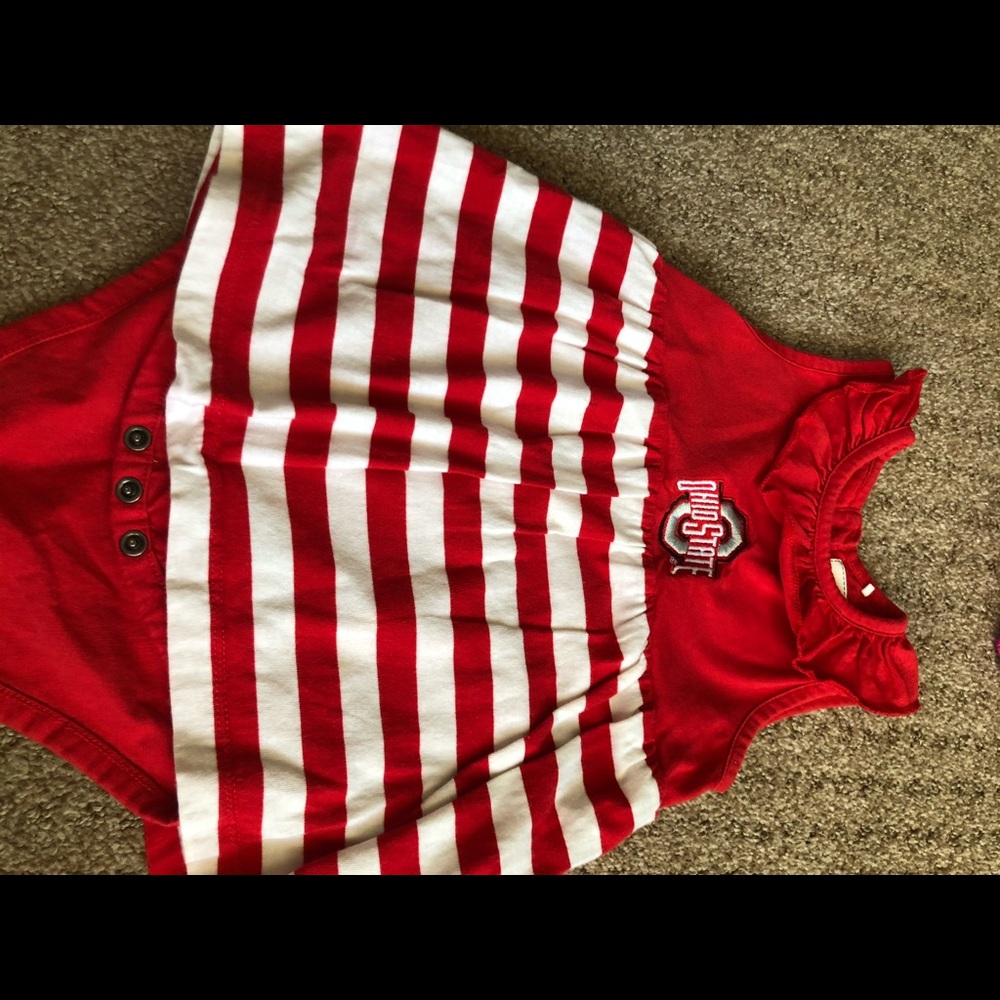 Toddler girl OSU bodysuit with skirt 12/18mo